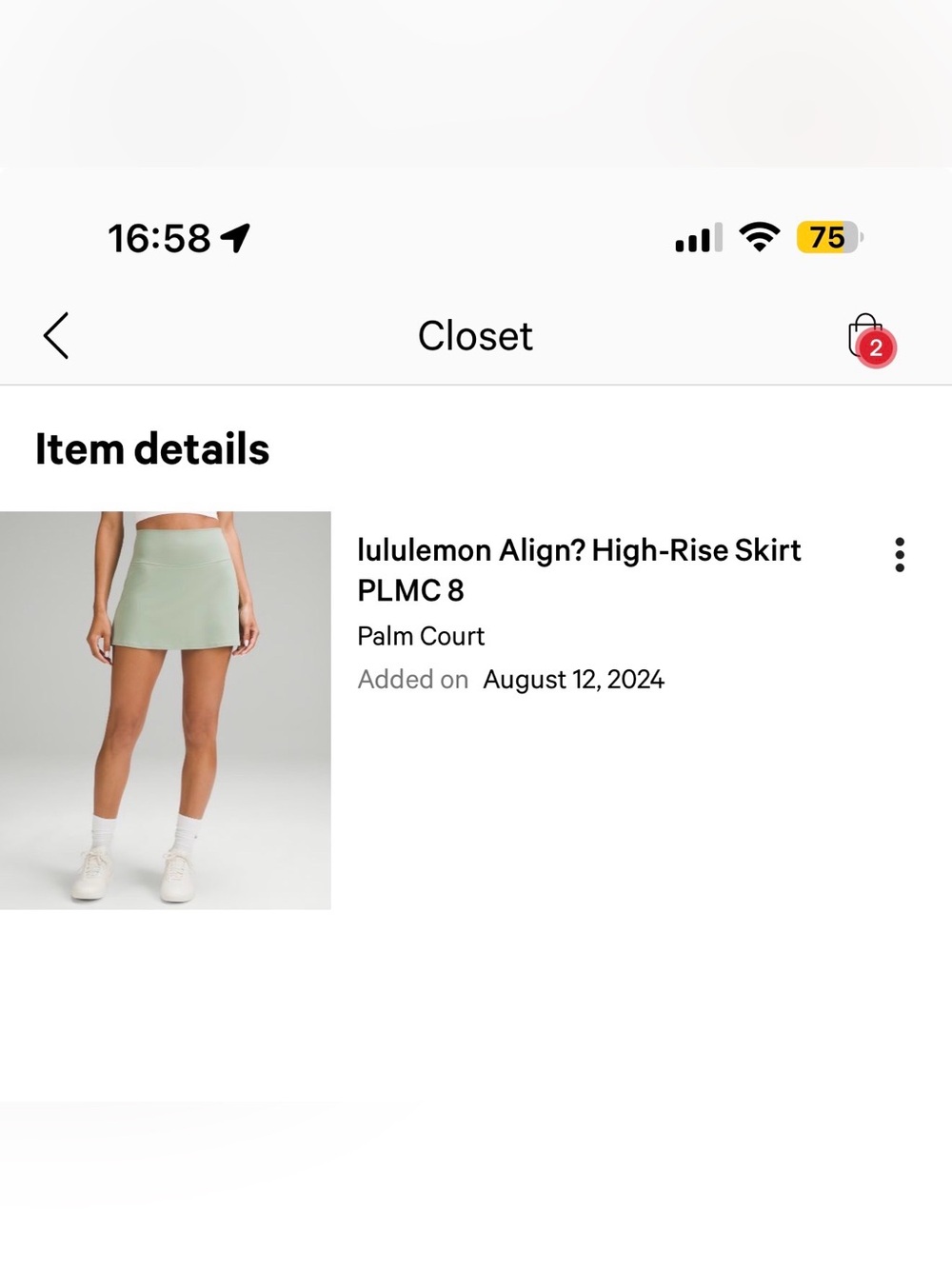 Lululemon Light Sage Athletic Skort with Hidden Shorts